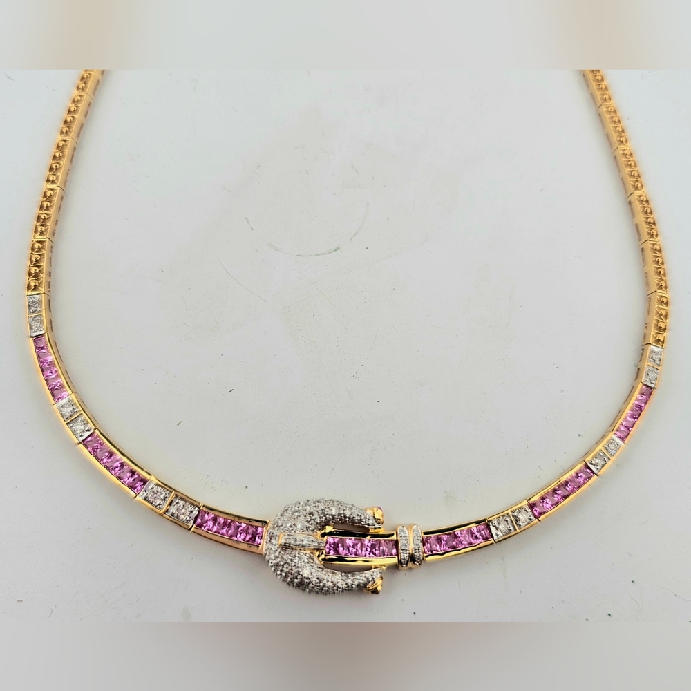 Bellarri 18k Gold Pink Sapphire & Diamond Necklace